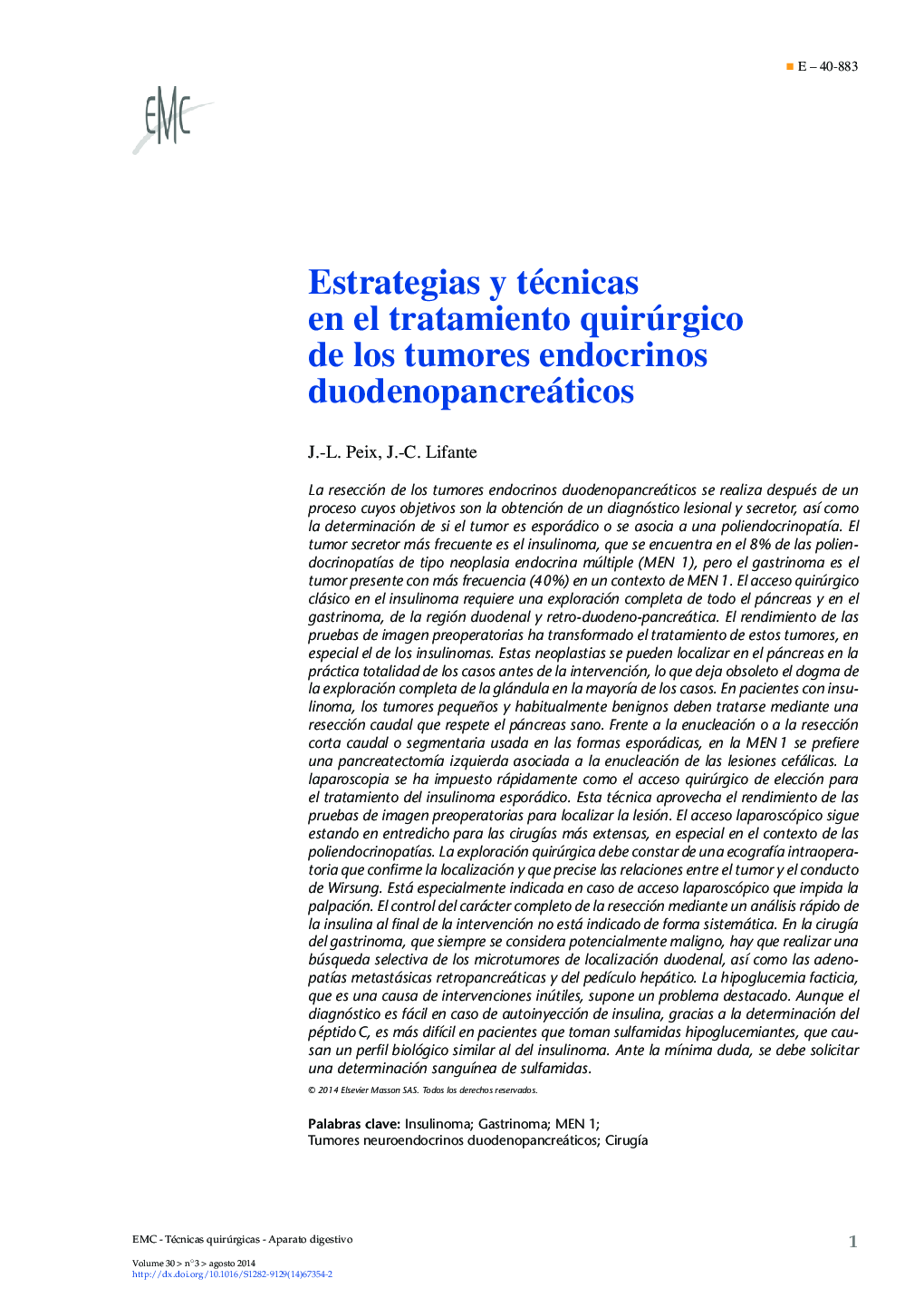 Estrategias y técnicas en el tratamiento quirúrgico de los tumores endocrinos duodenopancreáticos