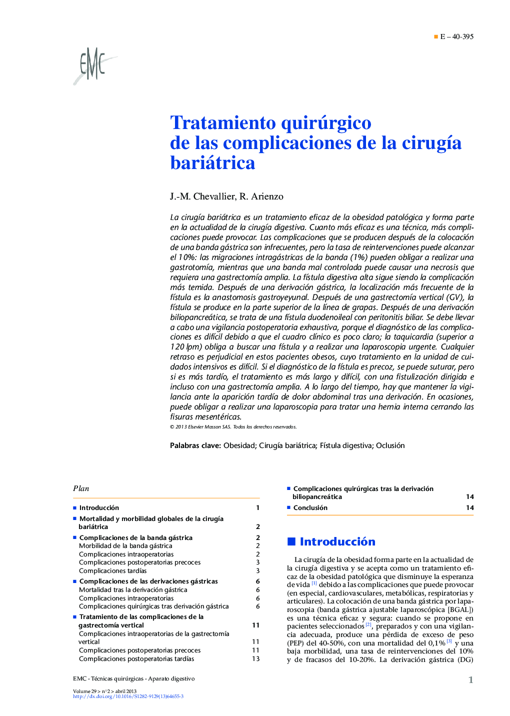 Tratamiento quirúrgico de las complicaciones de la cirugÃ­a bariátrica