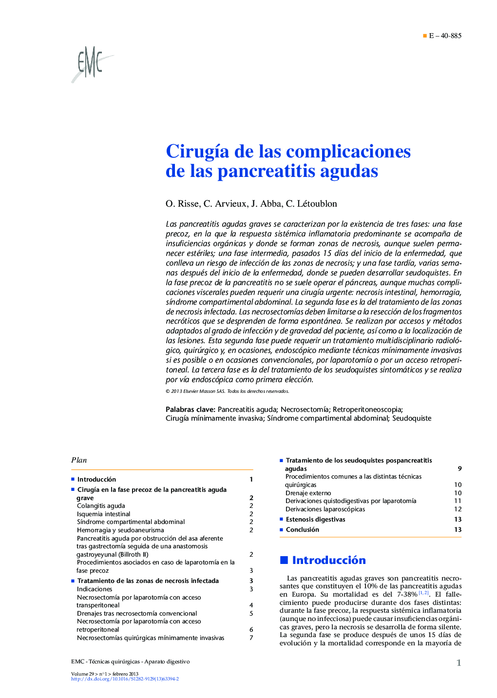 Cirugía de las complicaciones de las pancreatitis agudas