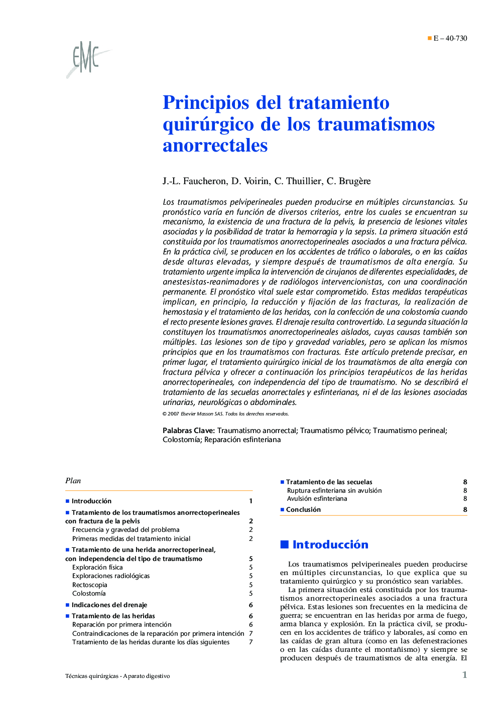 Principios del tratamiento quirúrgicoÂ de los traumatismos anorrectales