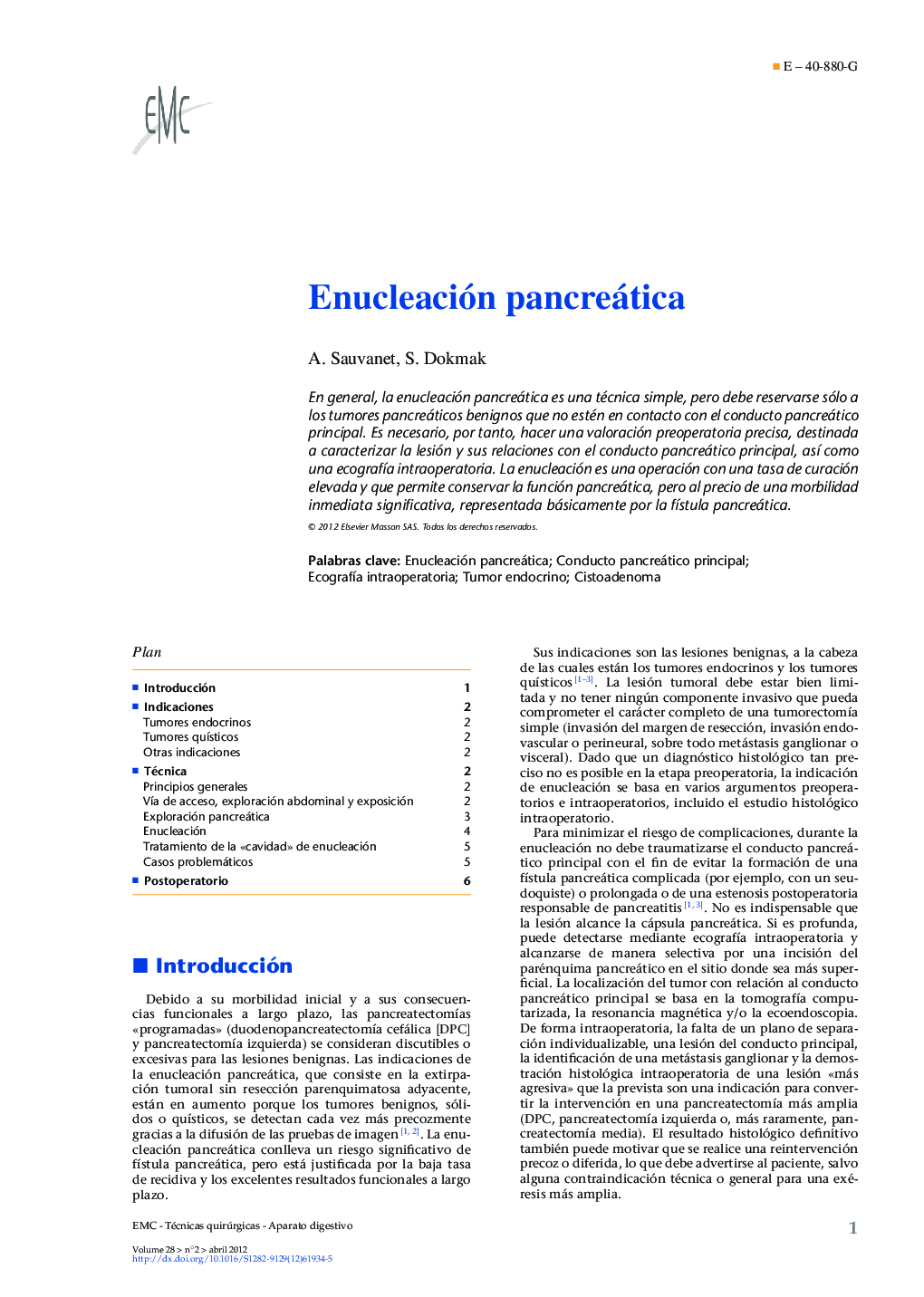 Enucleación pancreática