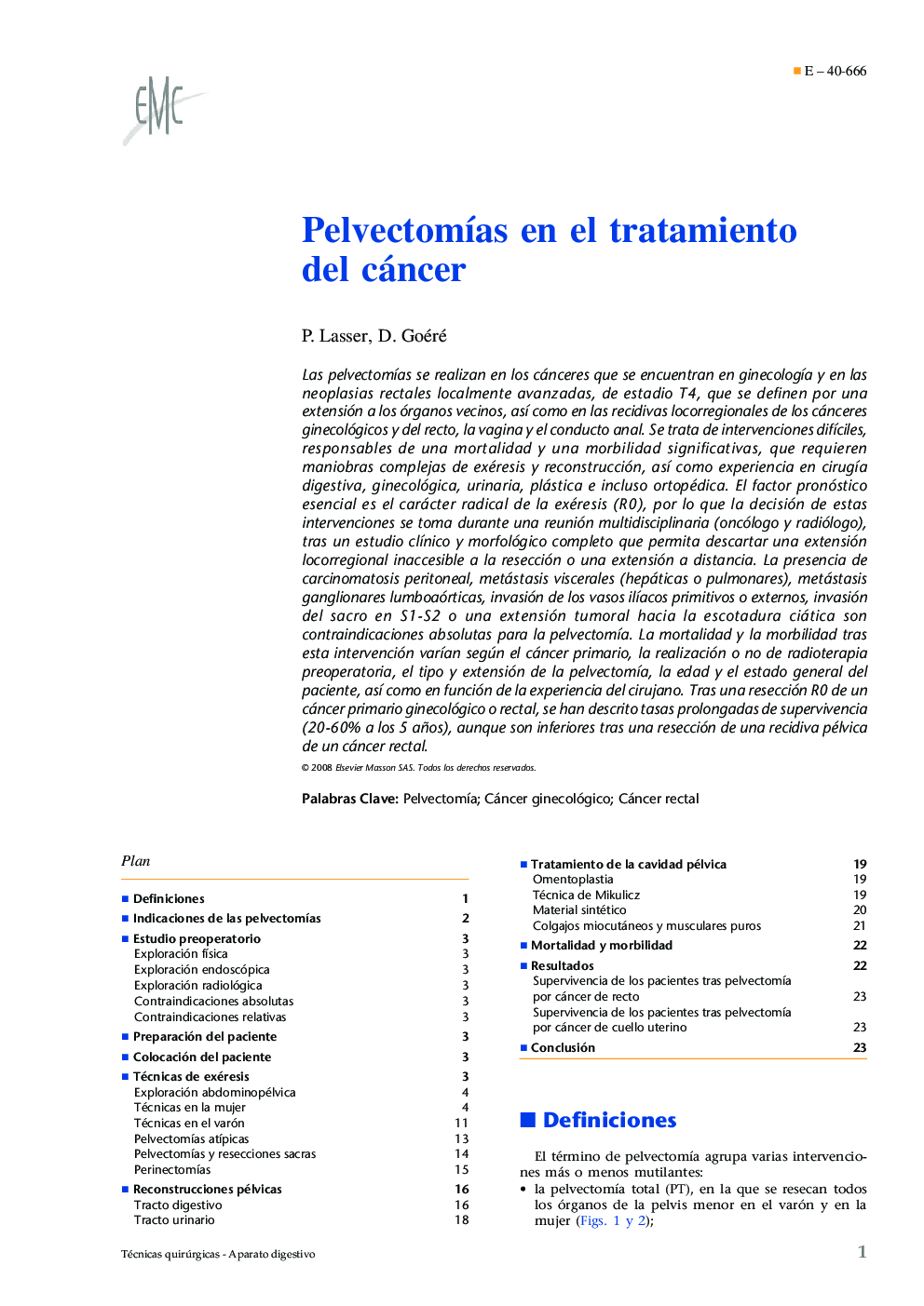 PelvectomÃ­as en el tratamiento del cáncer