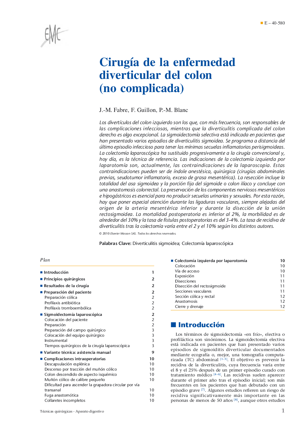 Cirugía de la enfermedad diverticular del colon (no complicada)
