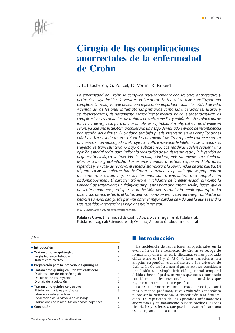 CirugÃ­a de las complicaciones anorrectales de la enfermedad de Crohn