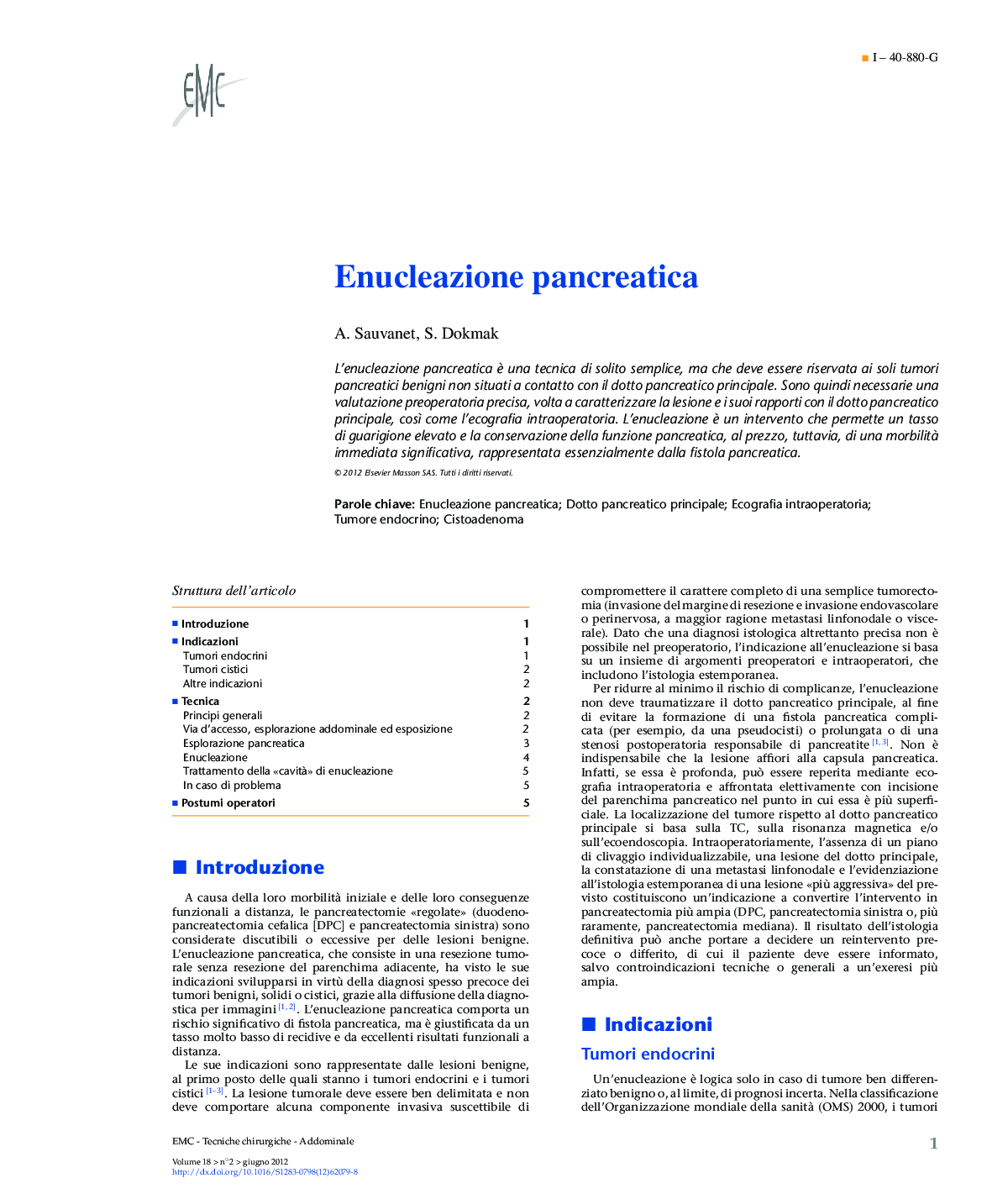 Enucleazione pancreatica