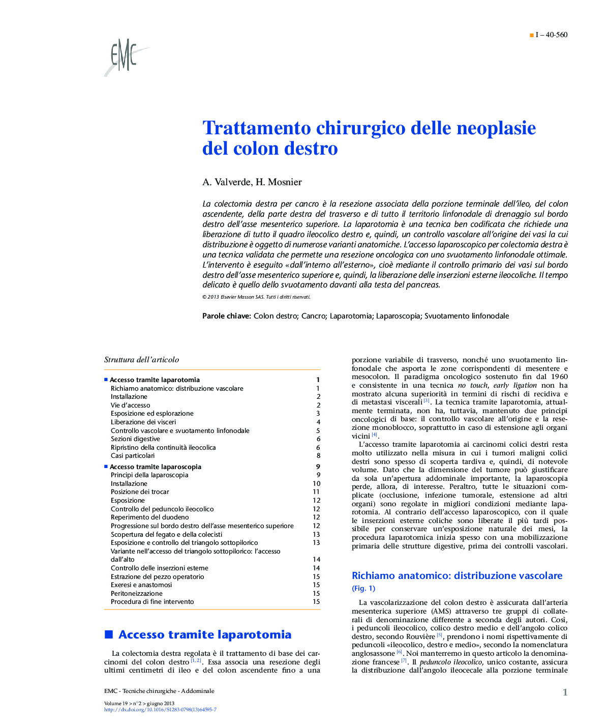 Trattamento chirurgico delle neoplasie del colon destro