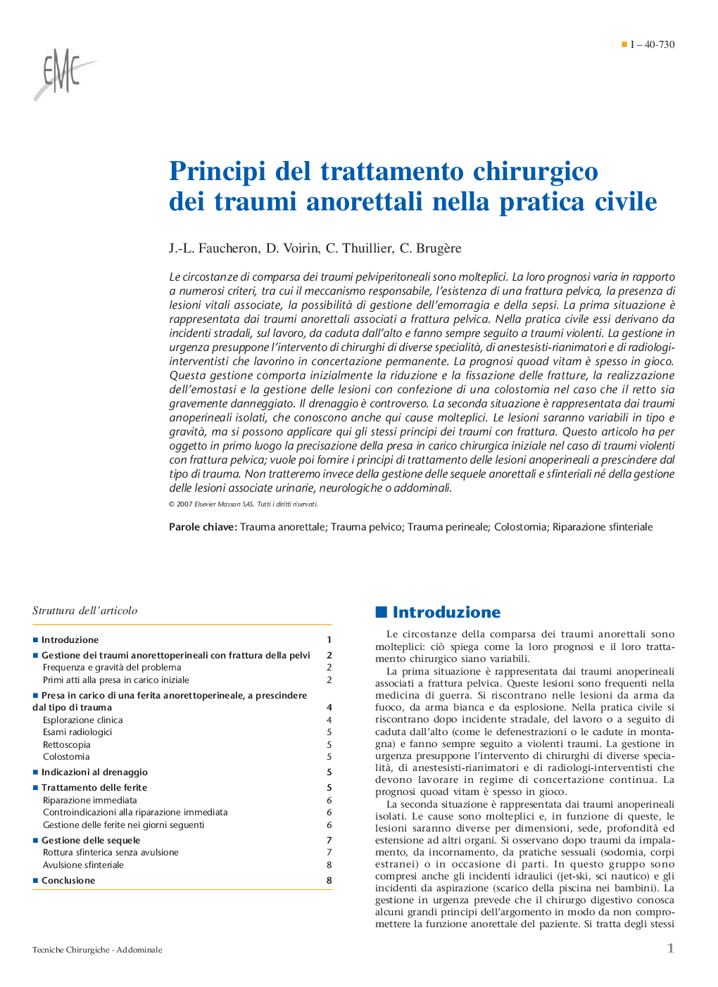 Principi del trattamento chirurgico dei traumi anorettali nella pratica civile