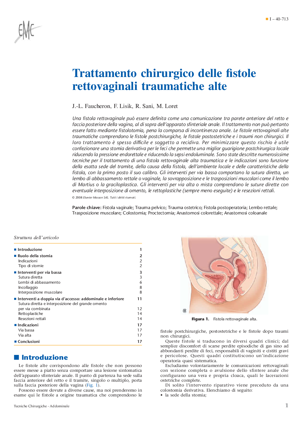 Trattamento chirurgico delle fistole rettovaginali traumatiche alte