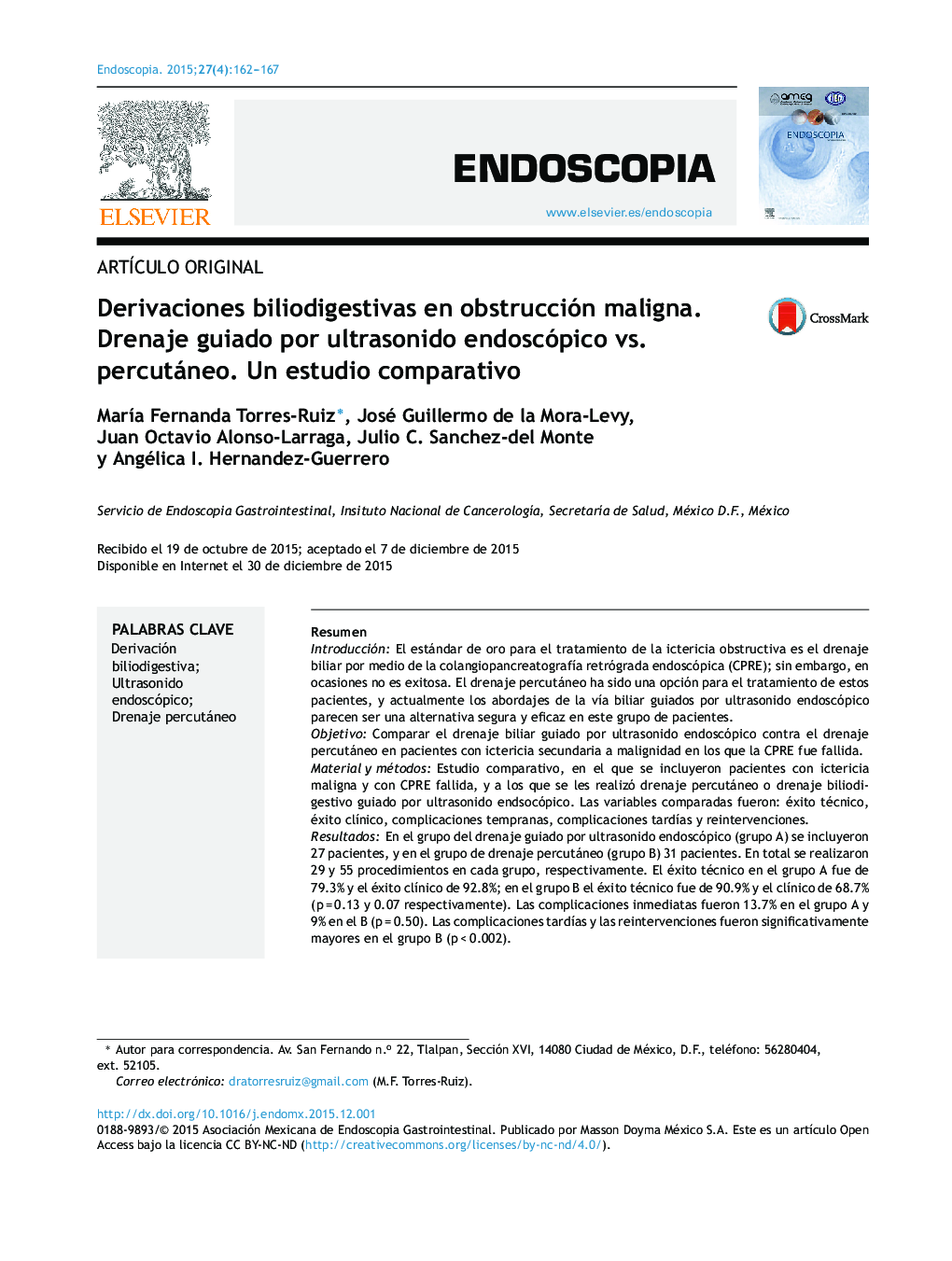 Derivaciones biliodigestivas en obstrucción maligna. Drenaje guiado por ultrasonido endoscópico vs. percutáneo. Un estudio comparativo