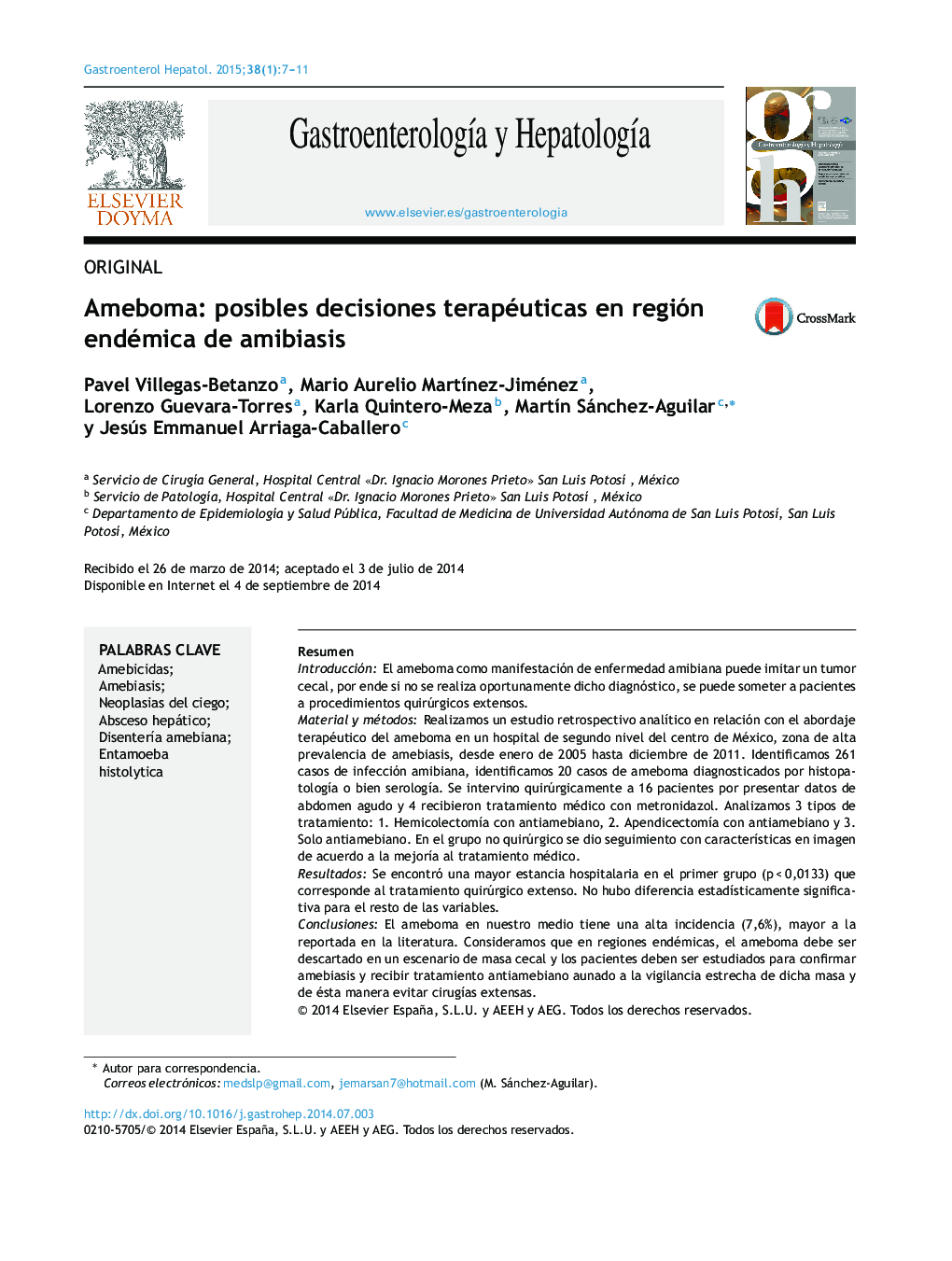 Ameboma: posibles decisiones terapéuticas en región endémica de amibiasis