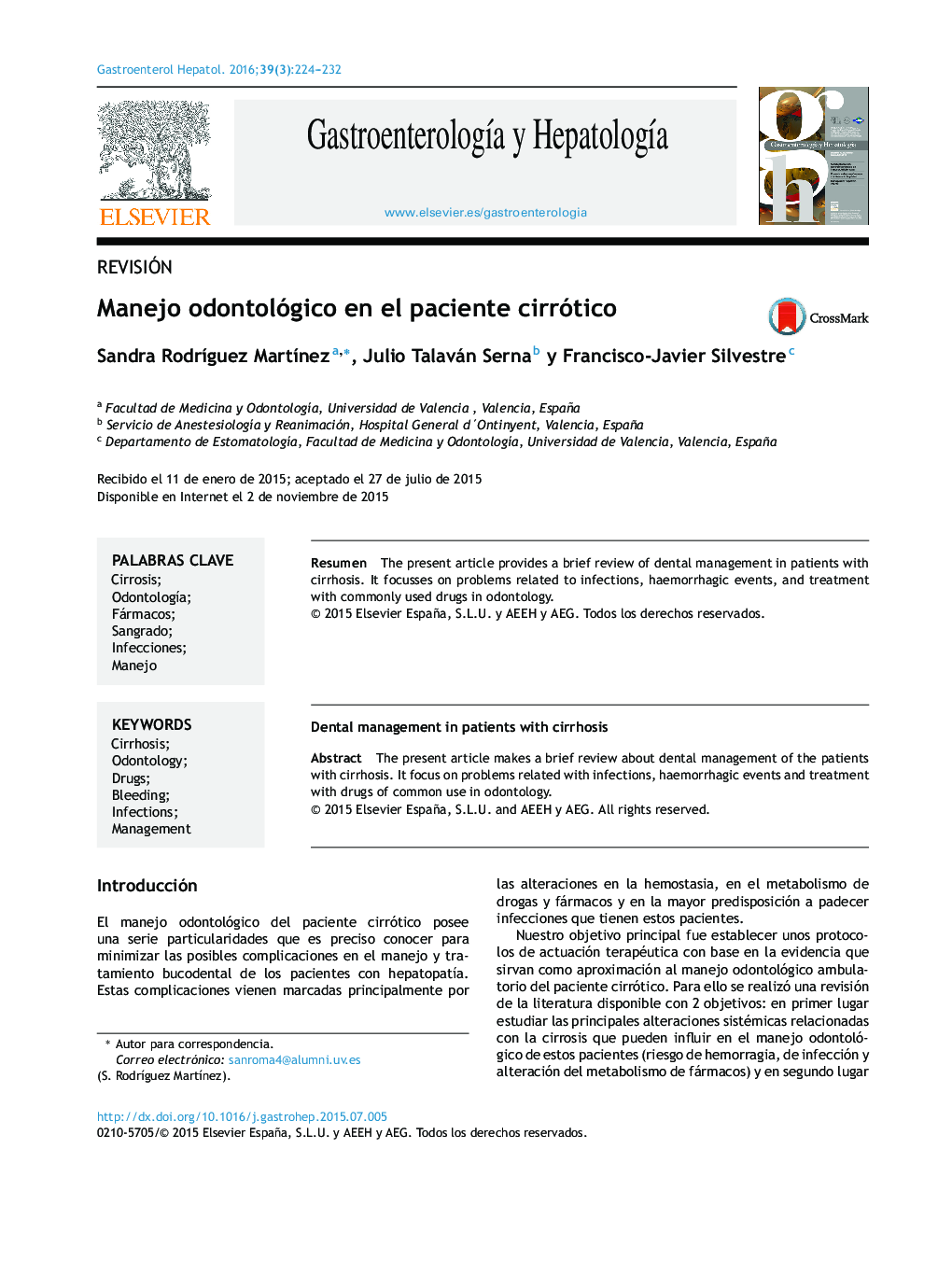 Manejo odontológico en el paciente cirrótico