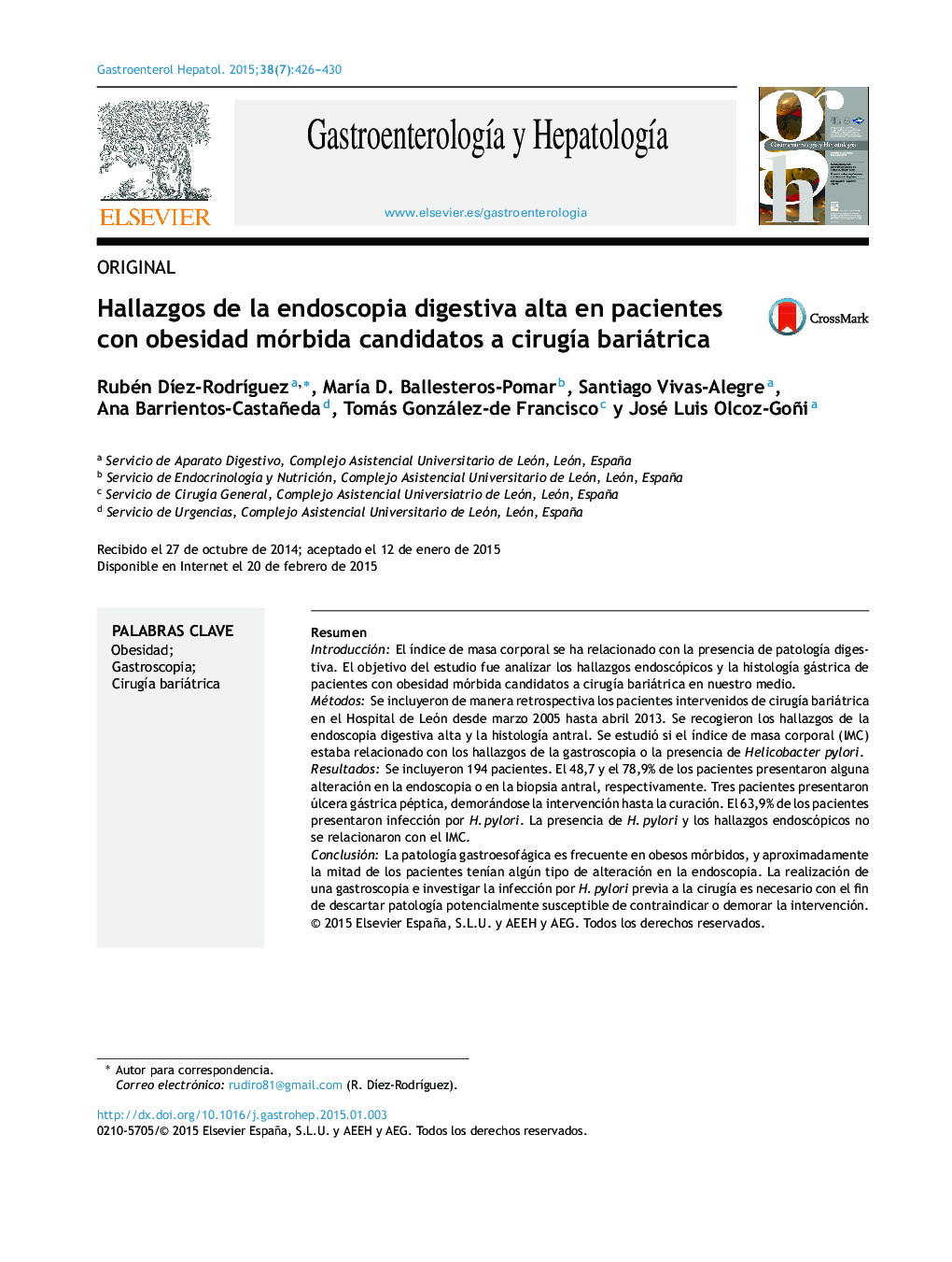 Hallazgos de la endoscopia digestiva alta en pacientes con obesidad mórbida candidatos a cirugÃ­a bariátrica