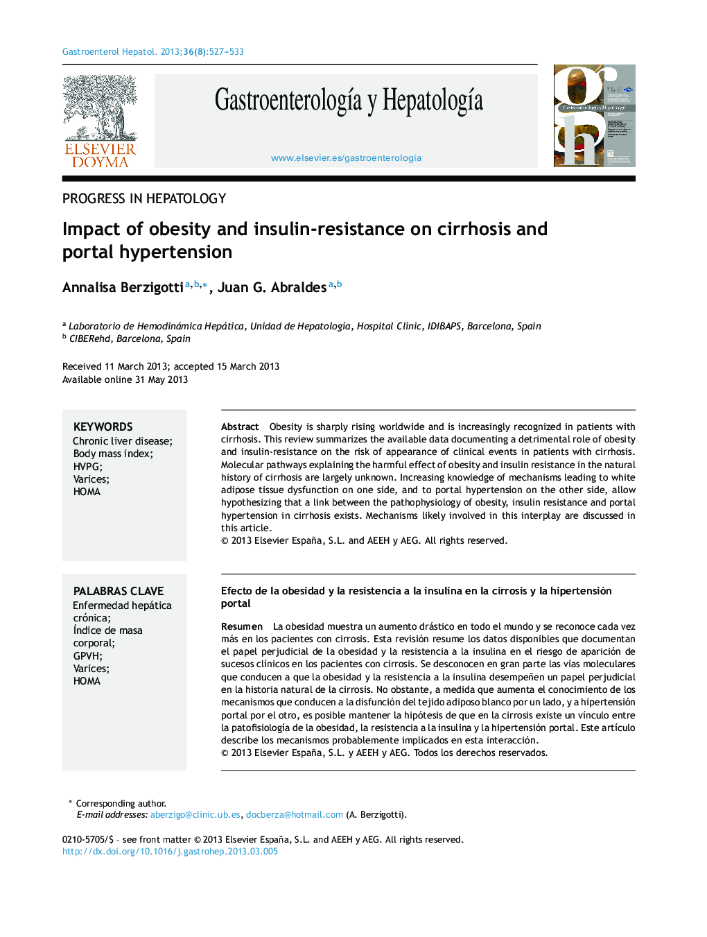 Impact of obesity and insulin-resistance on cirrhosis and portal hypertension