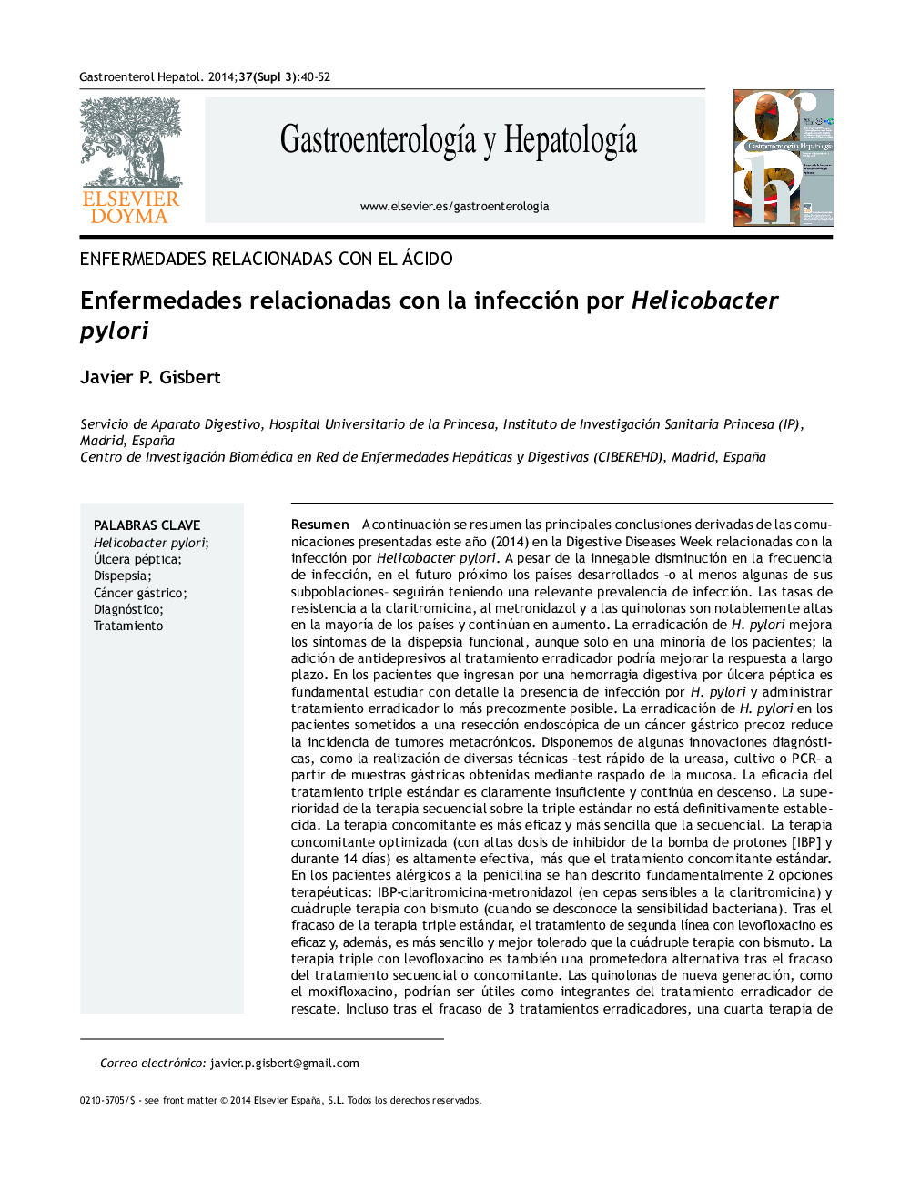Enfermedades relacionadas con la infección por Helicobacter pylori