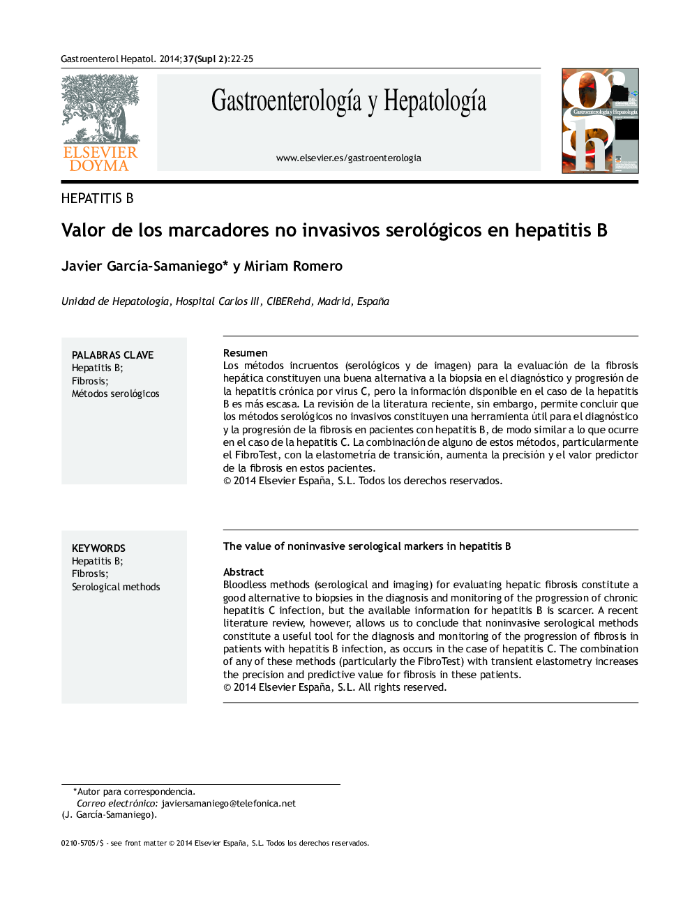 Valor de los marcadores no invasivos serológicos en hepatitis B