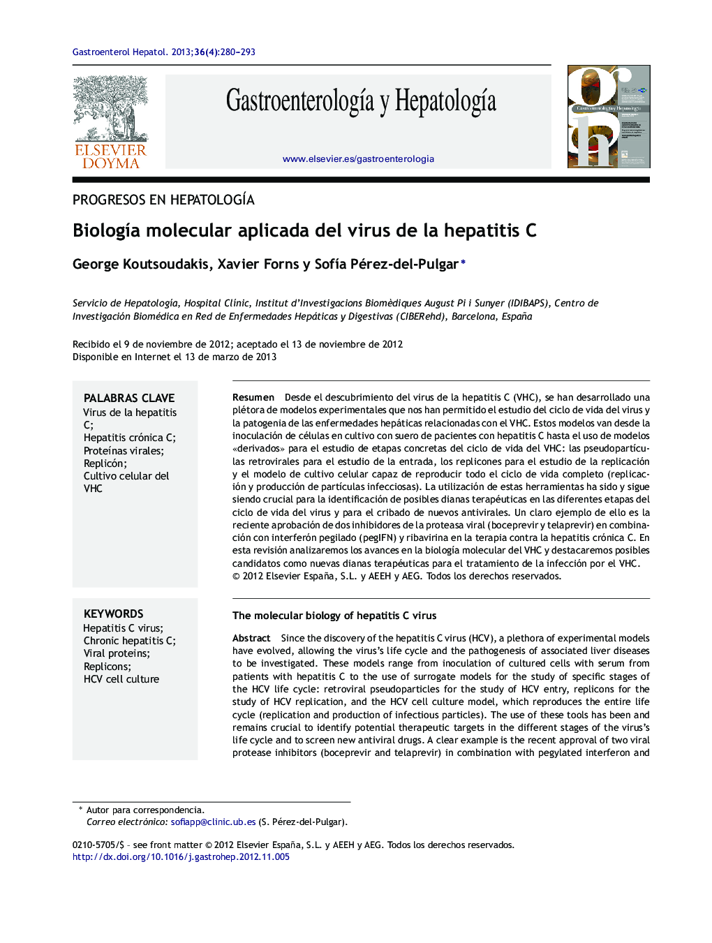 BiologÃ­a molecular aplicada del virus de la hepatitis C