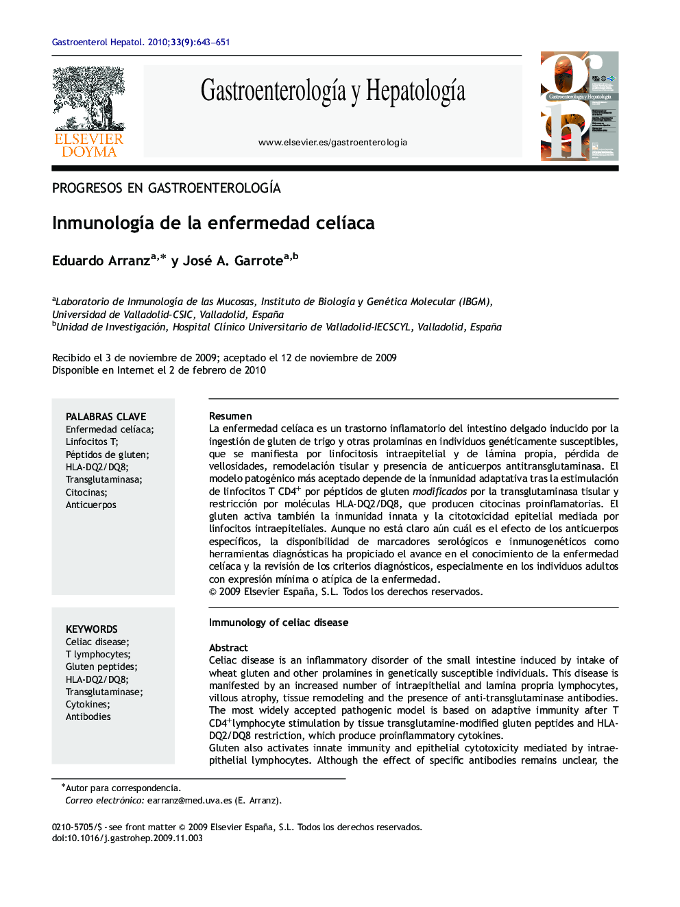 Inmunología de la enfermedad celíaca