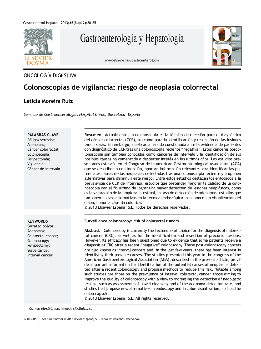 Colonoscopias de vigilancia: riesgo de neoplasia colorrectal