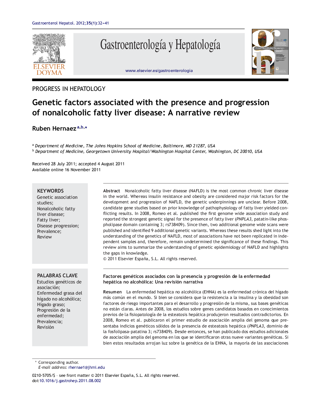 Genetic factors associated with the presence and progression of nonalcoholic fatty liver disease: A narrative review