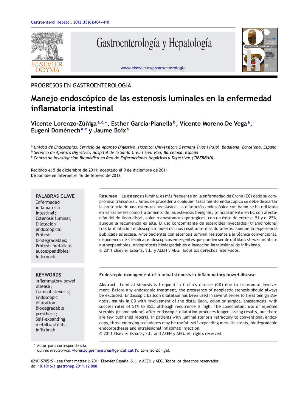 Manejo endoscópico de las estenosis luminales en la enfermedad inflamatoria intestinal