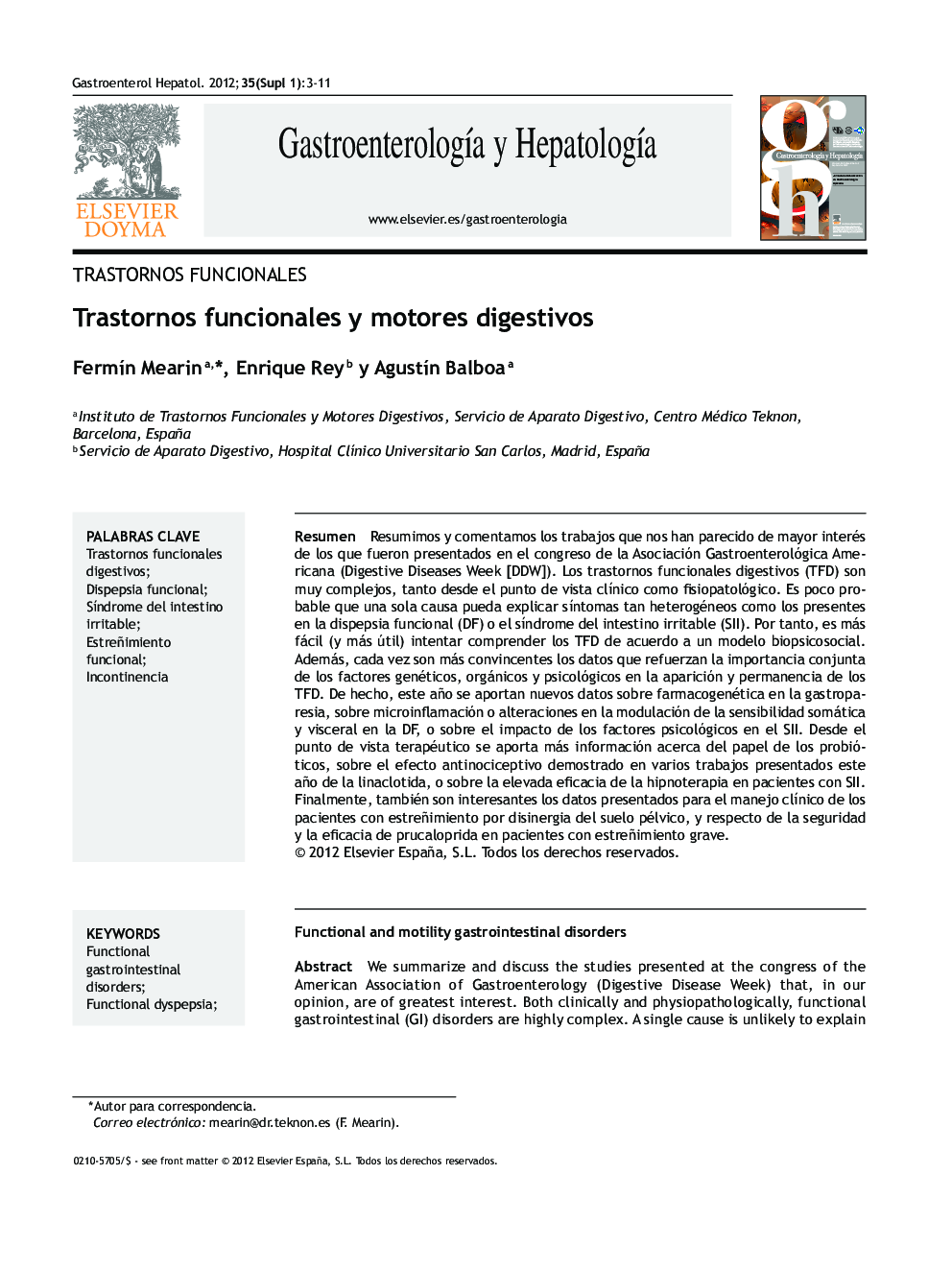 Trastornos funcionales y motores digestivos
