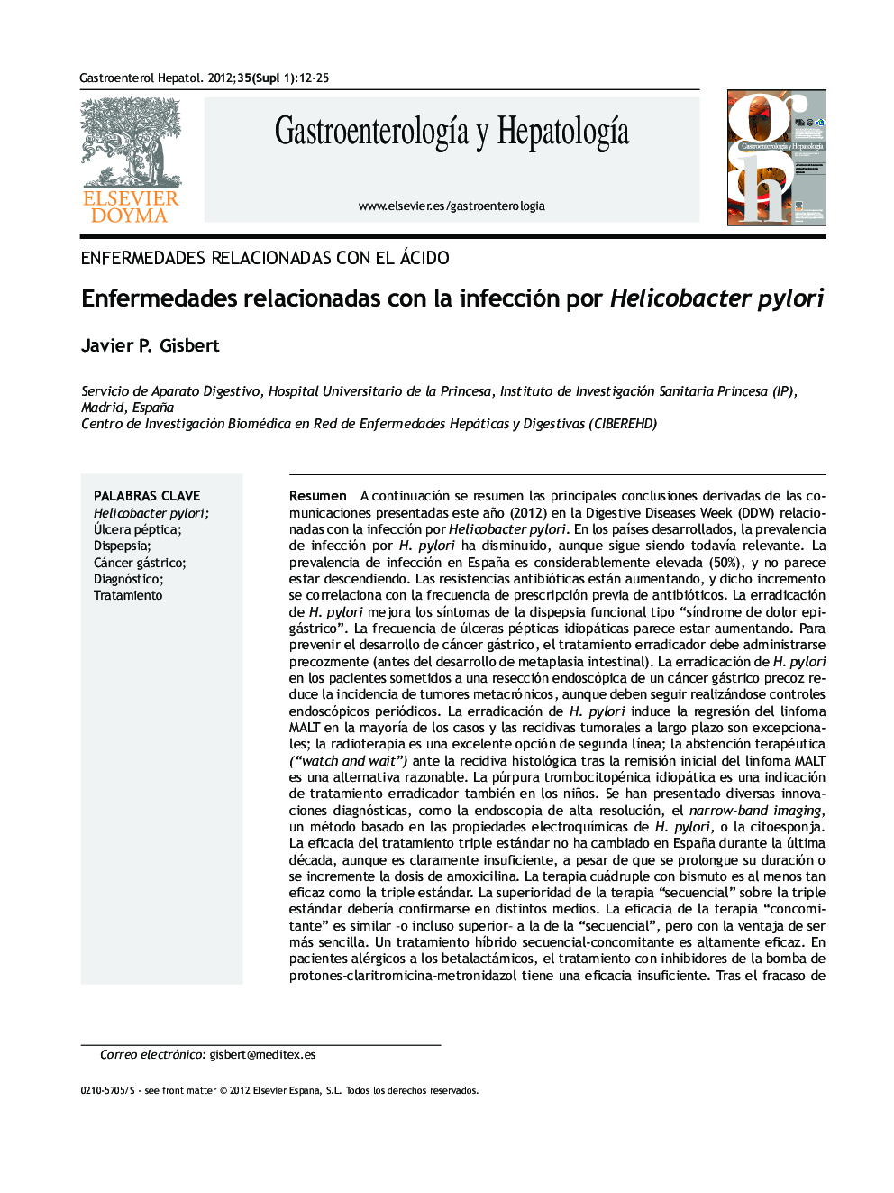 Enfermedades relacionadas con la infección por Helicobacter pylori