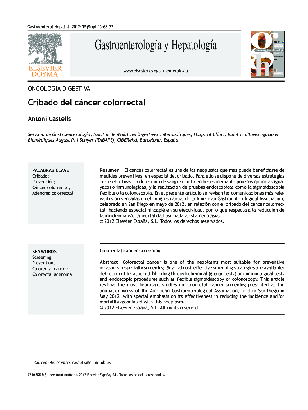 Cribado del cáncer colorrectal