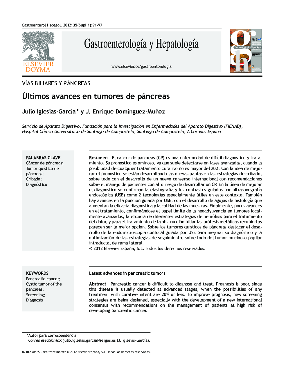 Últimos avances en tumores de páncreas