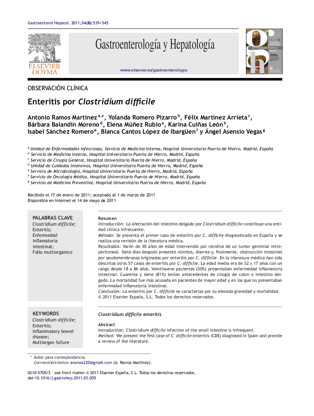 Enteritis por Clostridium difficile