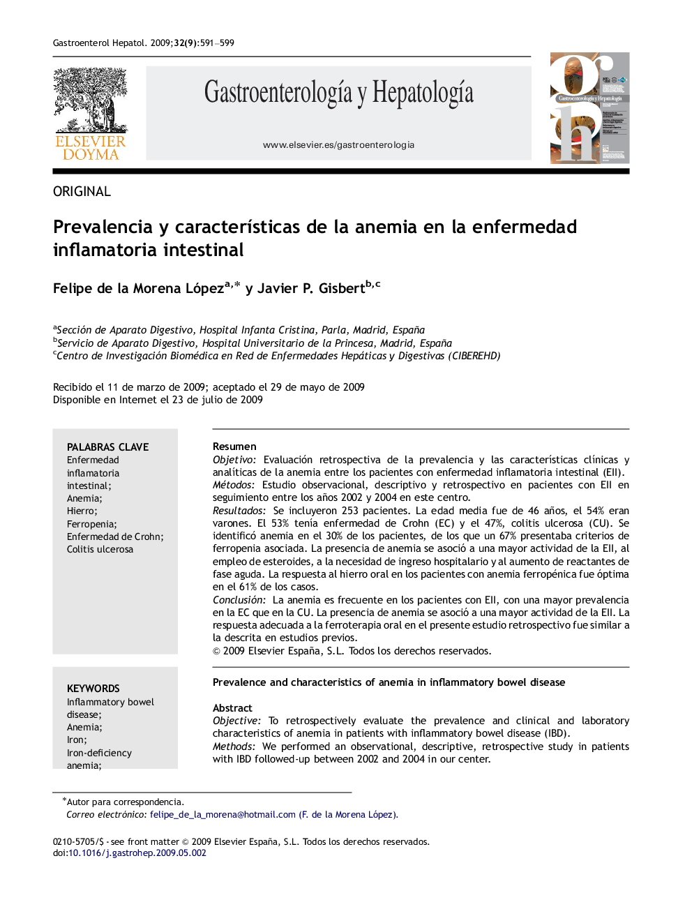 Prevalencia y características de la anemia en la enfermedad inflamatoria intestinal