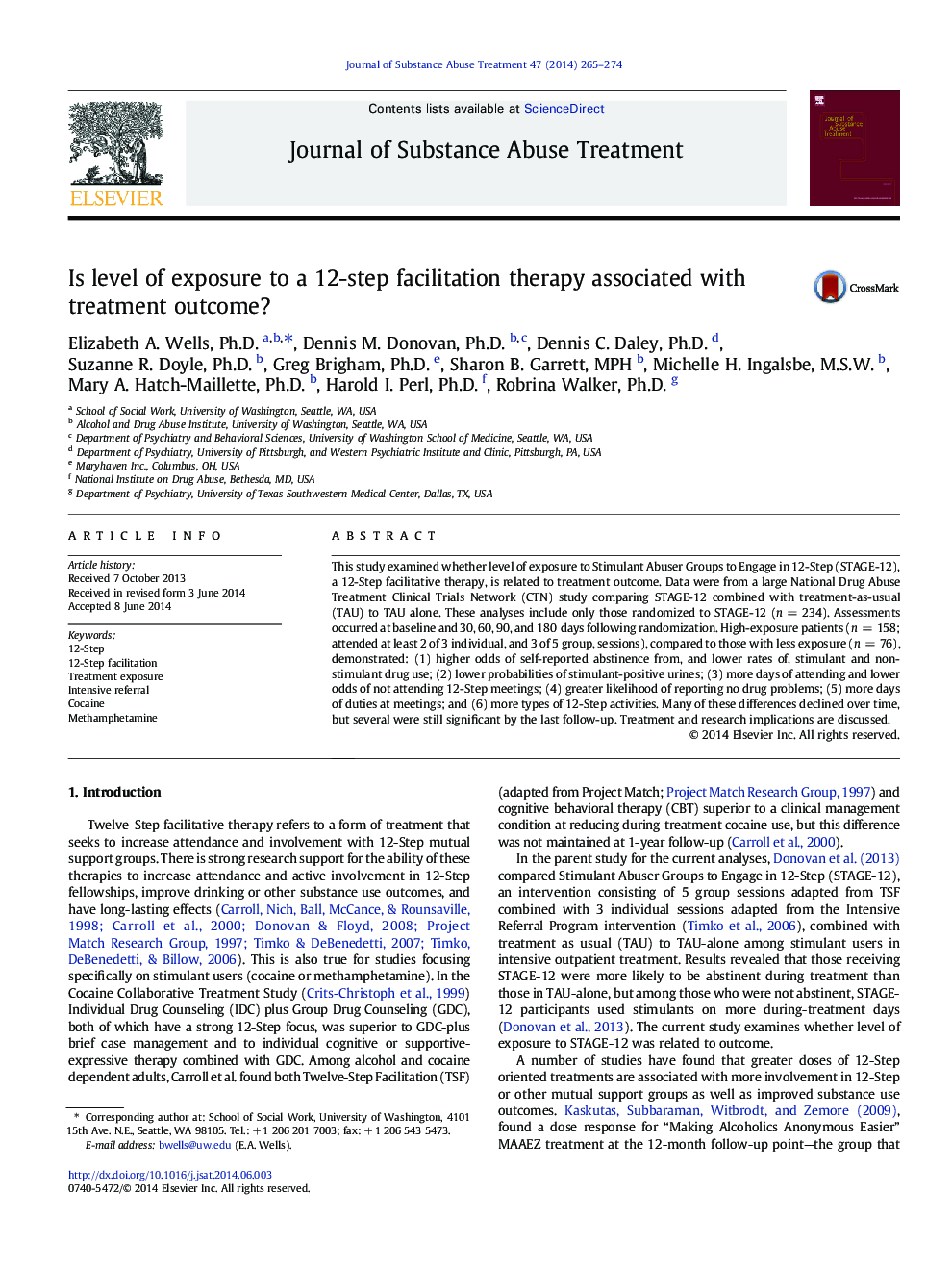 Is level of exposure to a 12-step facilitation therapy associated with treatment outcome?