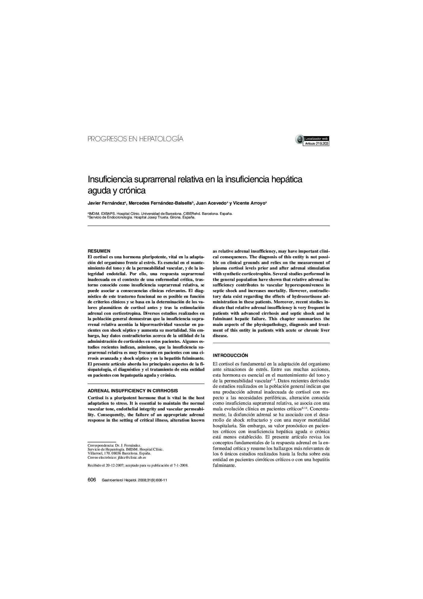 Insuficiencia suprarrenal relativa en la insuficiencia hepática aguda y crónica