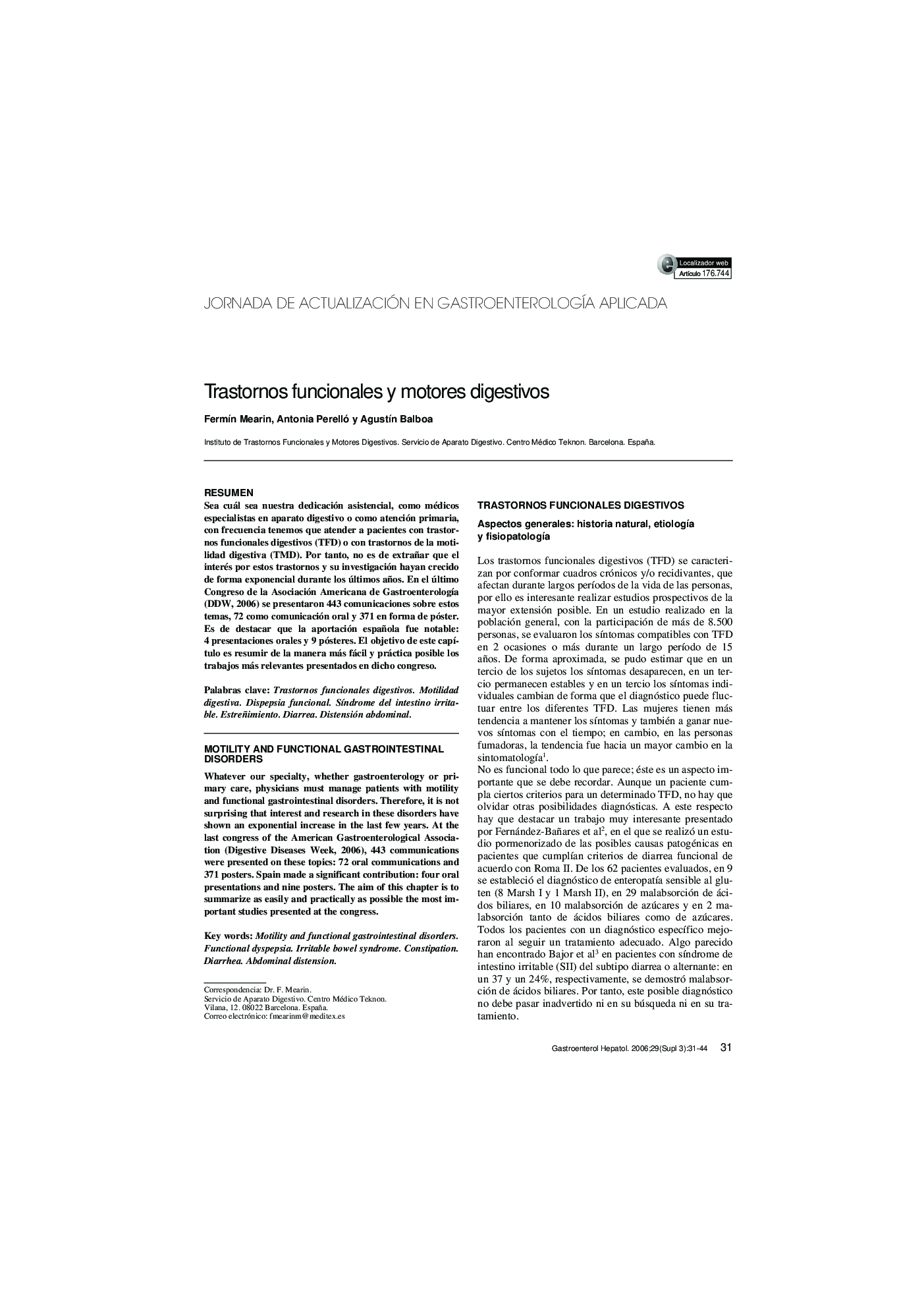 Trastornos funcionales y motores digestivos