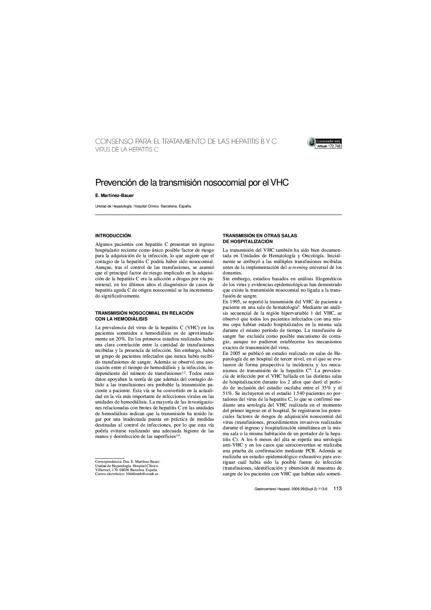 Prevención de la transmisión nosocomial por el VHC