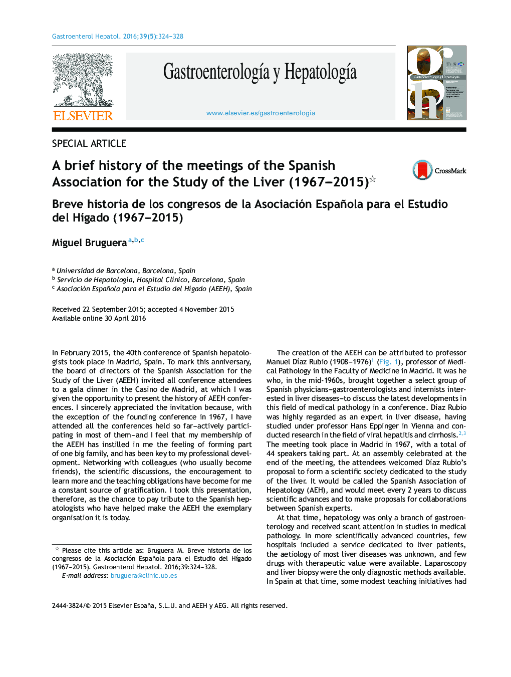 A brief history of the meetings of the Spanish Association for the Study of the Liver (1967-2015)