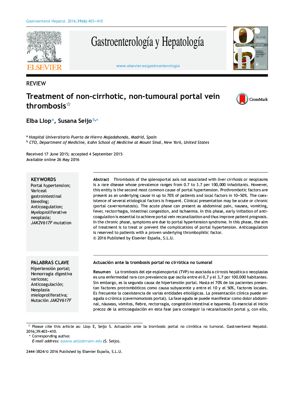 Treatment of non-cirrhotic, non-tumoural portal vein thrombosis 