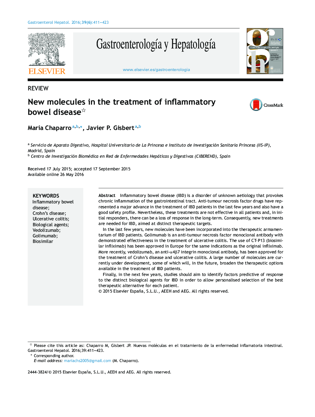 New molecules in the treatment of inflammatory bowel disease 