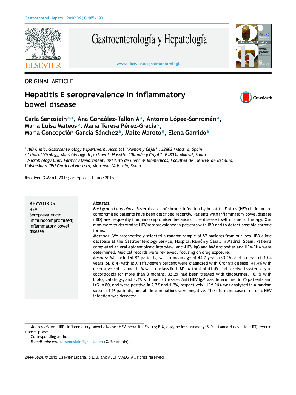 Hepatitis e seroprevalence in inflammatory bowel disease