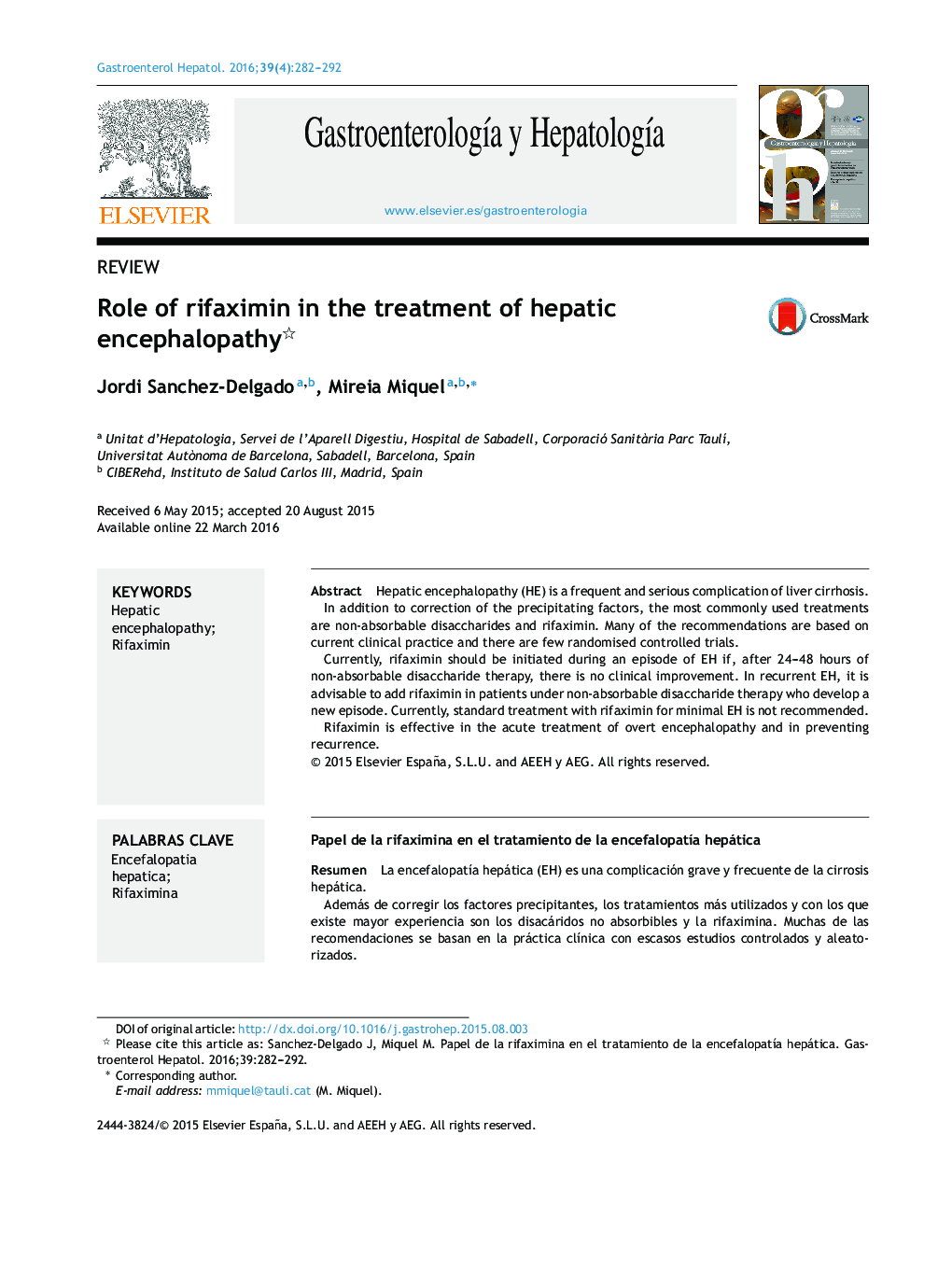 Role of rifaximin in the treatment of hepatic encephalopathy 