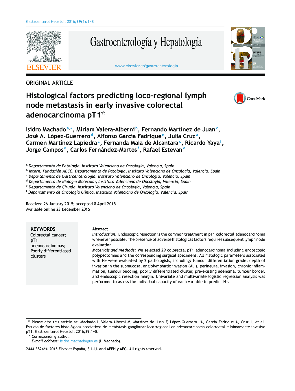 Histological factors predicting loco-regional lymph node metastasis in early invasive colorectal adenocarcinoma pT1