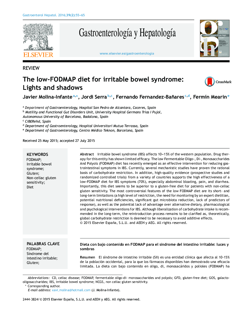 The low-FODMAP diet for irritable bowel syndrome: Lights and shadows
