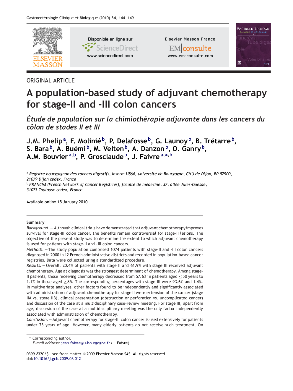 A population-based study of adjuvant chemotherapy for stage-II and -III colon cancers