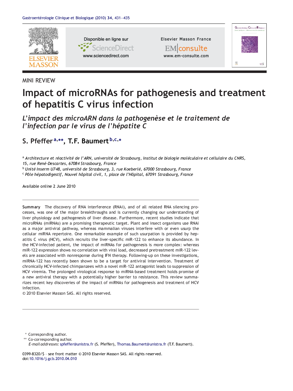 Impact of microRNAs for pathogenesis and treatment of hepatitis C virus infection