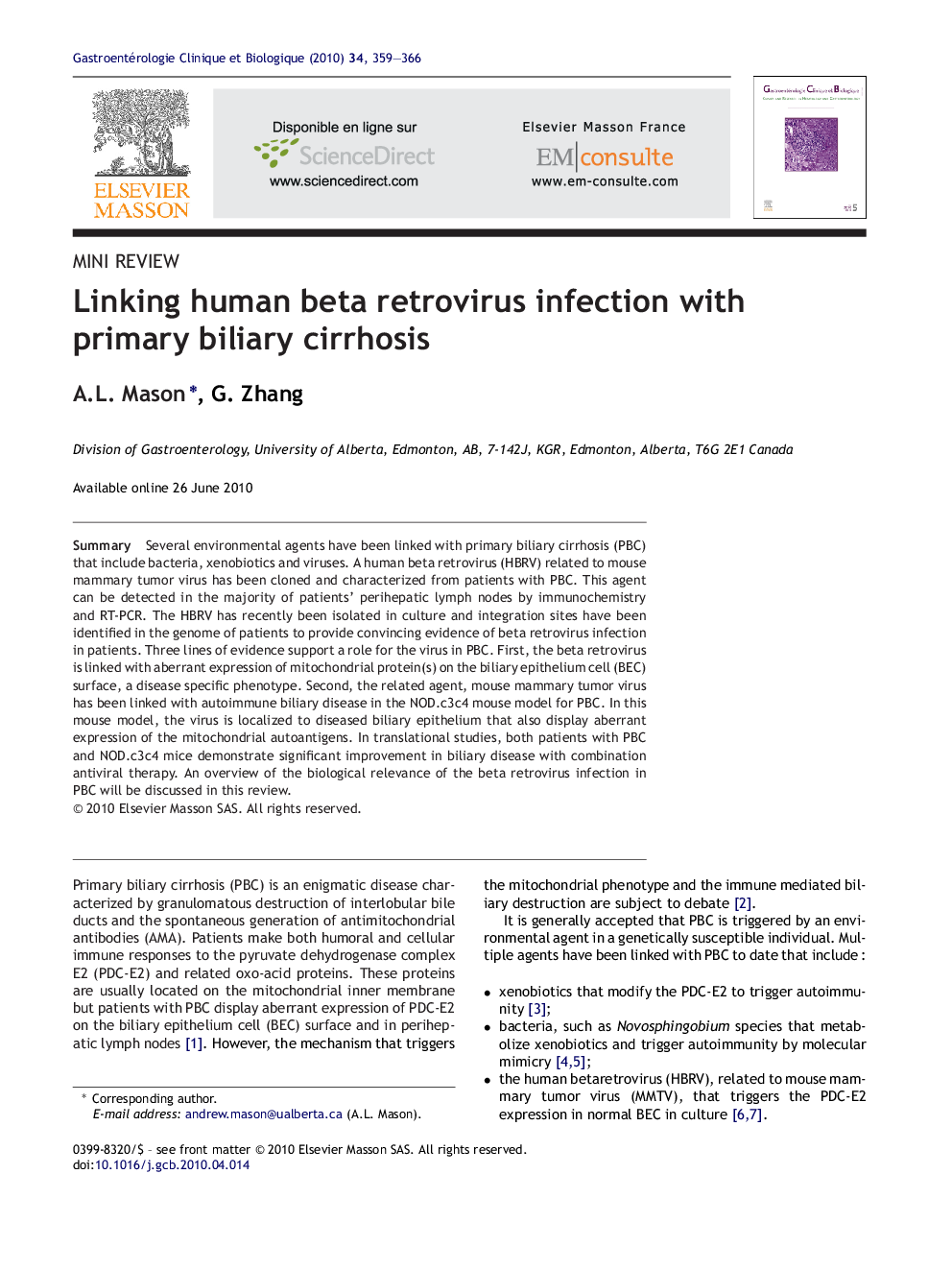 Linking human beta retrovirus infection with primary biliary cirrhosis