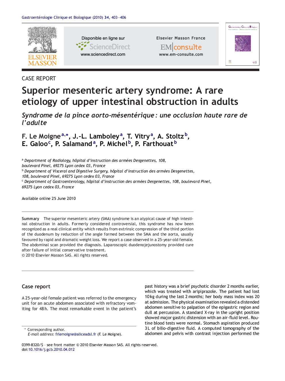 Superior mesenteric artery syndrome: A rare etiology of upper intestinal obstruction in adults