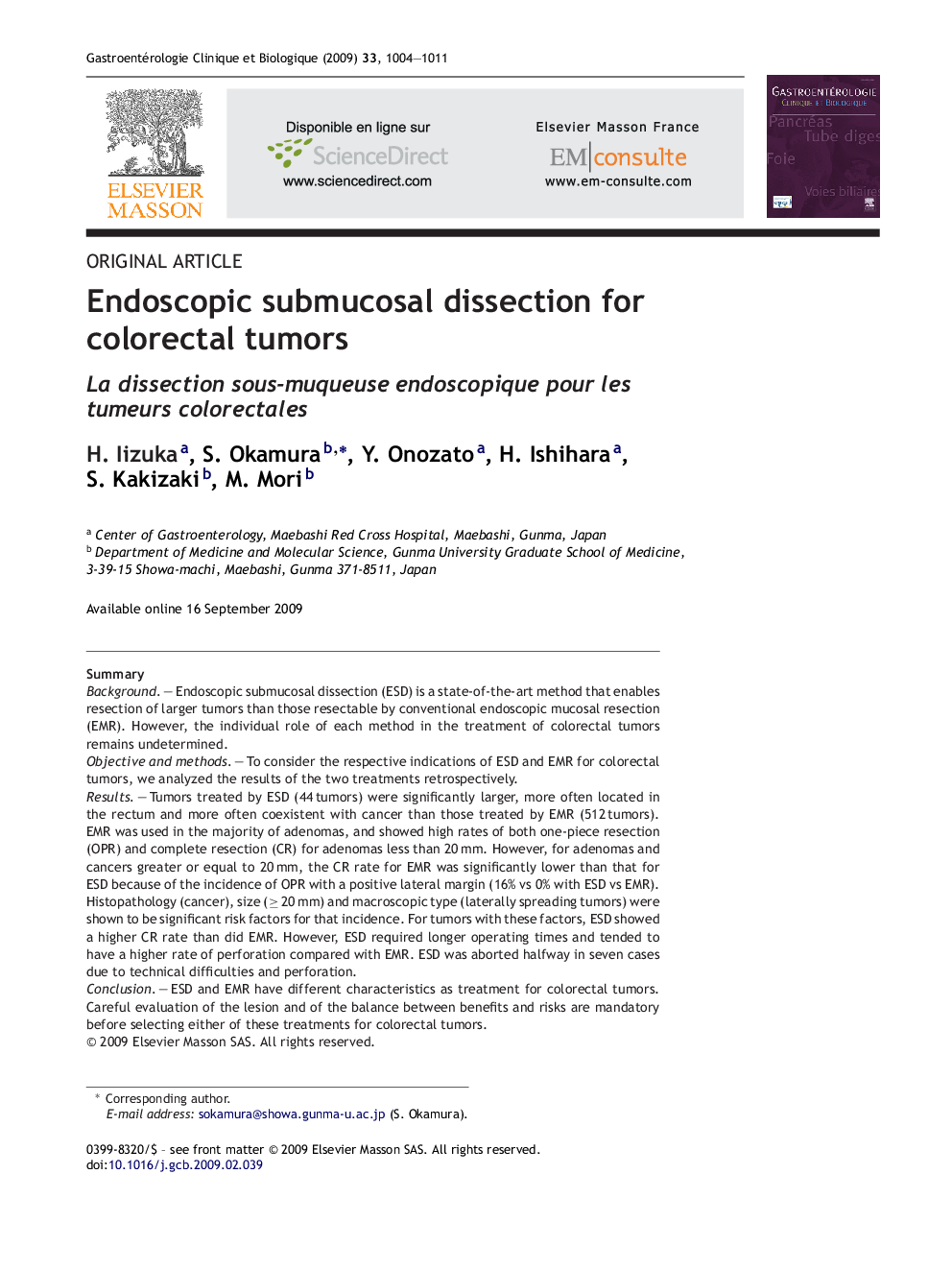 Endoscopic submucosal dissection for colorectal tumors