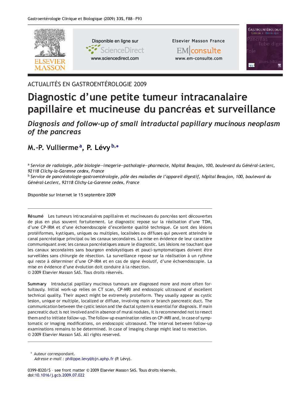 Diagnostic d’une petite tumeur intracanalaire papillaire et mucineuse du pancréas et surveillance