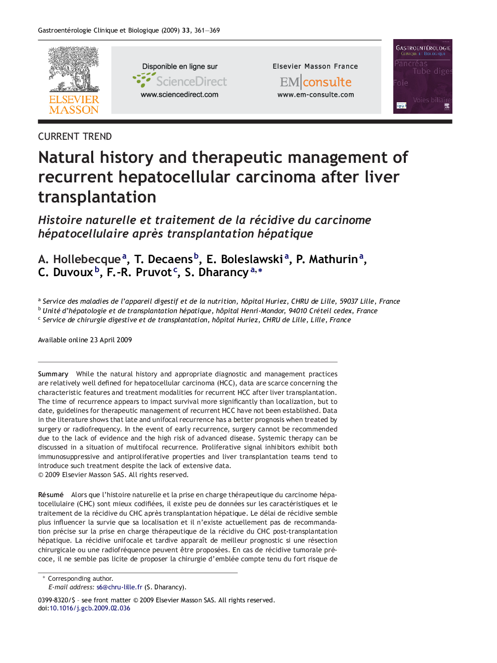 Natural history and therapeutic management of recurrent hepatocellular carcinoma after liver transplantation