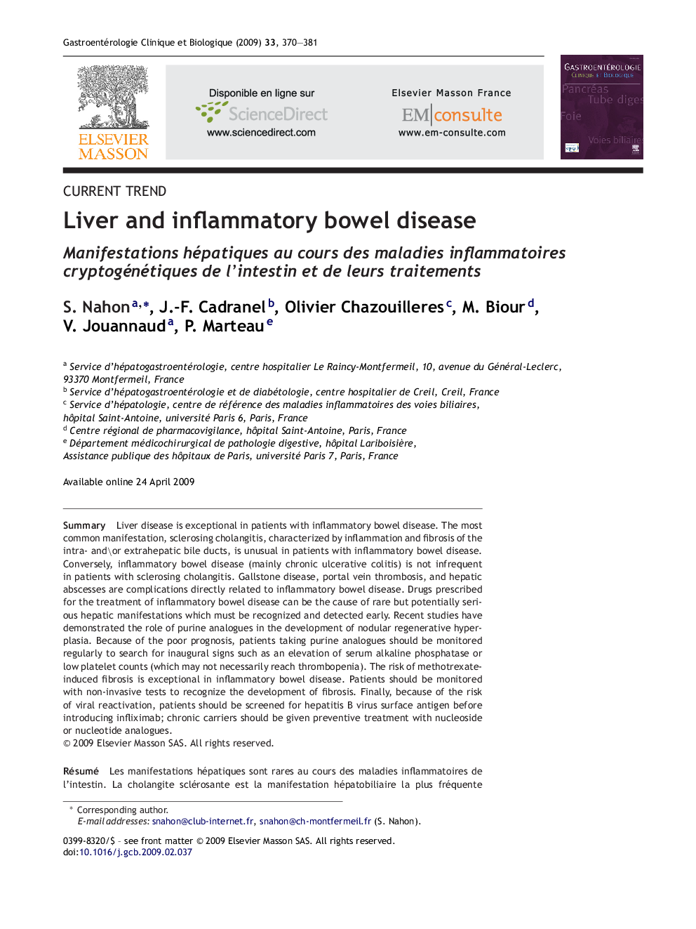 Liver and inflammatory bowel disease