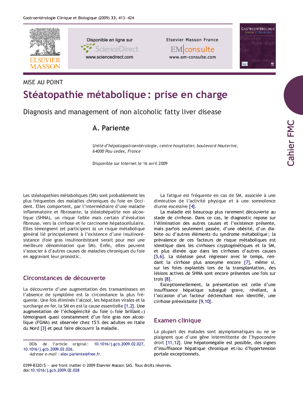 Stéatopathie métaboliqueÂ : prise en charge